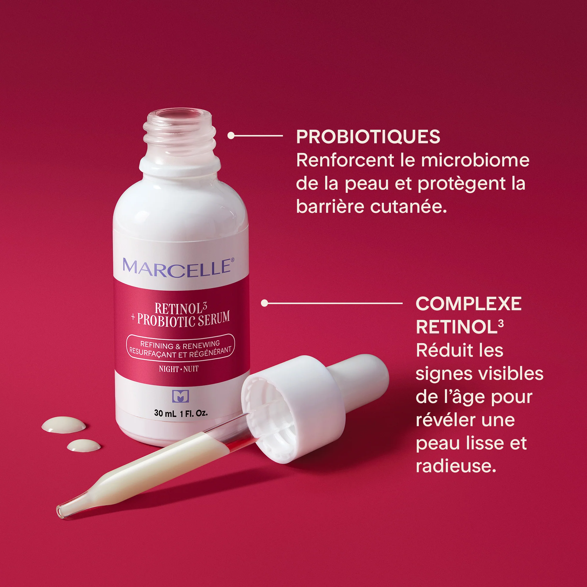 Sérum de nuit retinol³ + probiotique 30 ML - Image 3